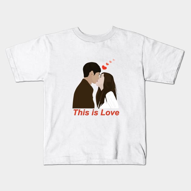 Man and woman kissing Kids T-Shirt by GiCapgraphics